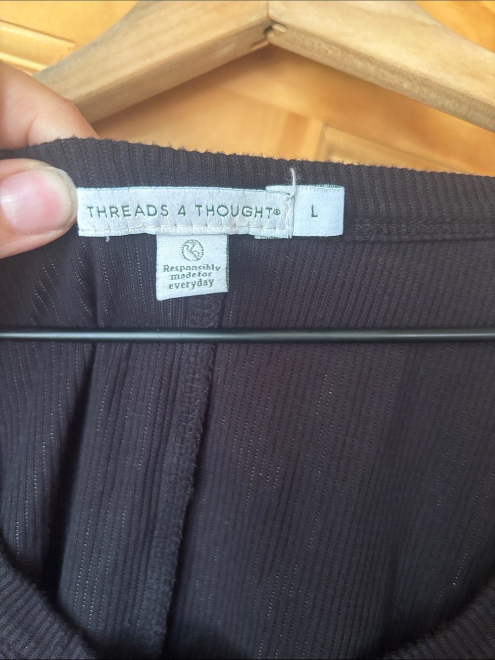Threads 4 Thought Black Ribbed Tank Top - Picture 2 of 3
